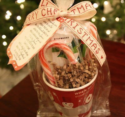 One Dog Woof: Holiday Starbucks Teacher Gift with candy cane poem