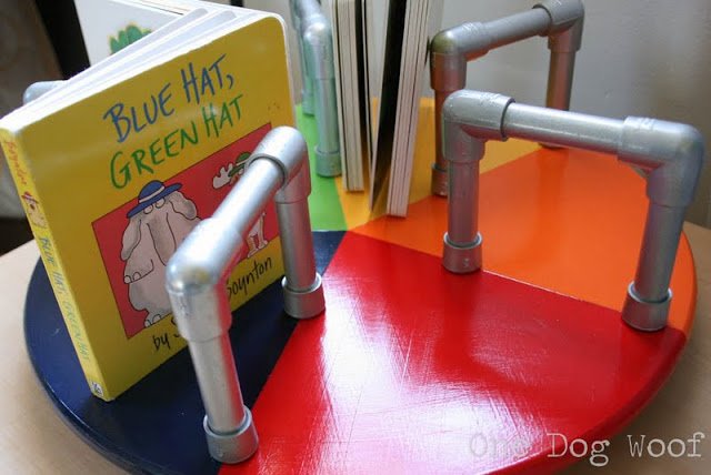 One Dog Woof: Merry Go Round Bookshelf using pvc pipes