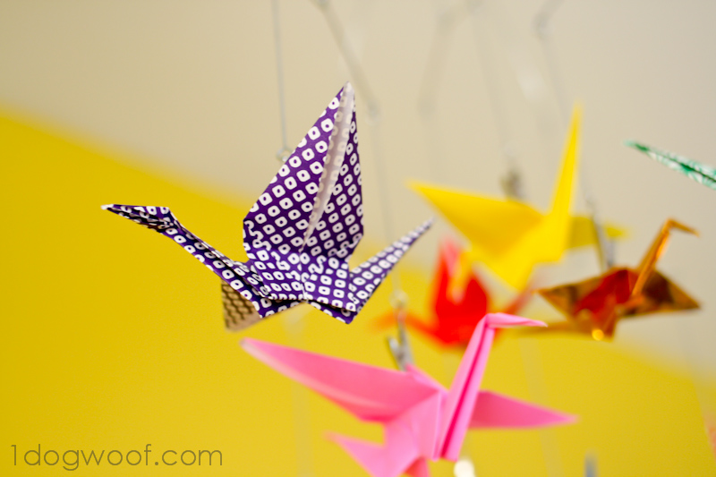 Origami Crane Mobile One Dog Woof, How To Make A Paper Crane Chandelier