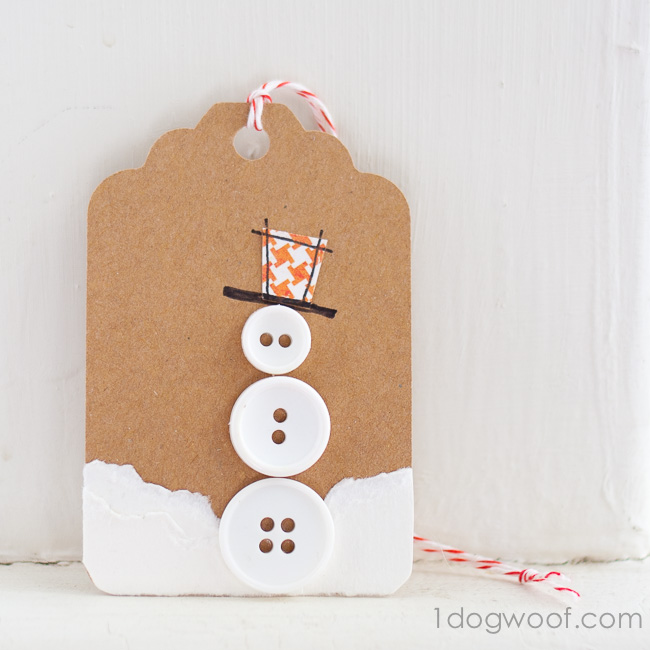 Homemade Gift Tags Day 6: Button Snowman
