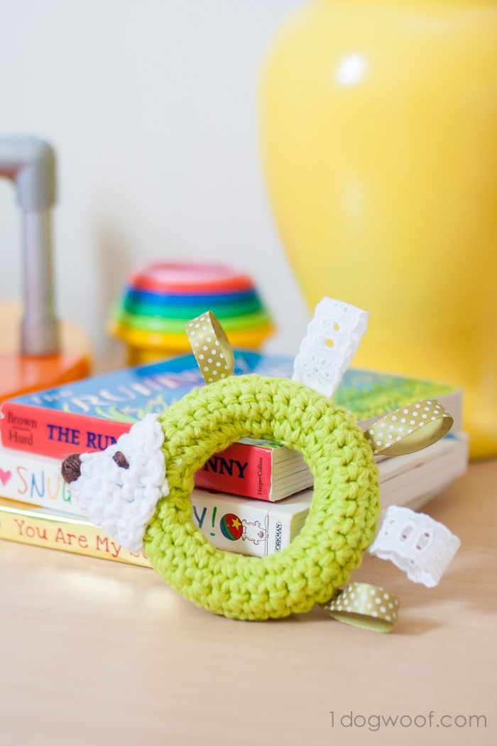 Hedgehog Taggie Baby Toy Crochet Pattern - Be the talk of the baby shower with this gift! | www.1dogwoof.com