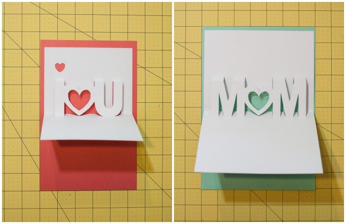 Mom and I Love You pop up cards with Silhouette cut files | www.1ogwoof.com