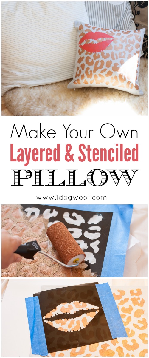 Stenciled pillow | www.1dogwoof.com