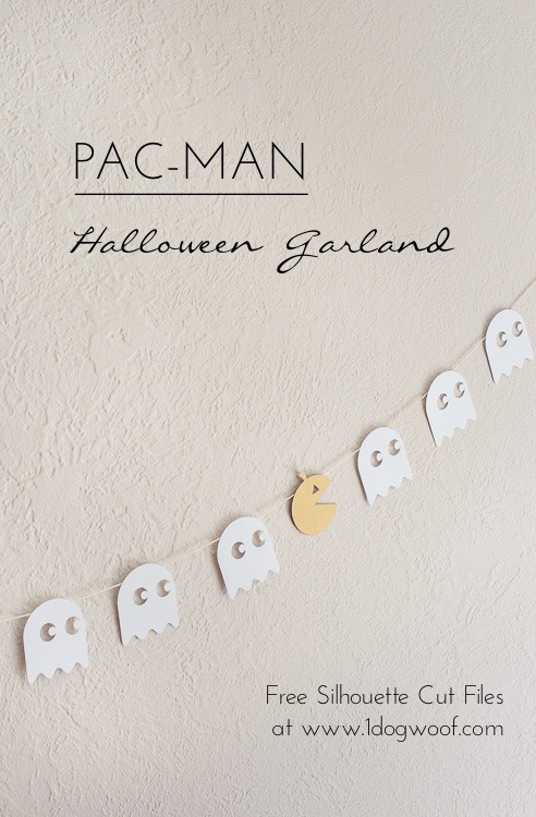 Free Silhouette cut files for a pumpkin pac-man halloween garland! | www.1dogwoof.com