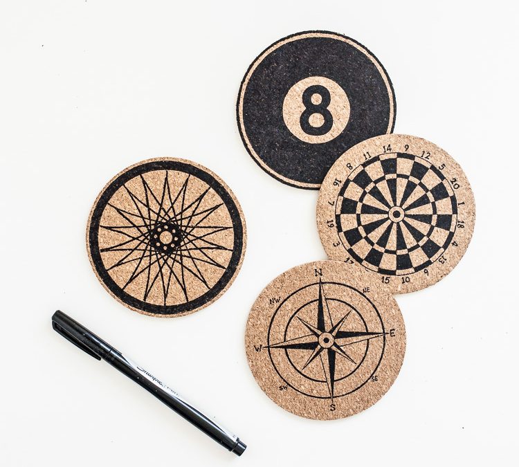Stenciled Cork Coasters, Inspired by Anthropologie