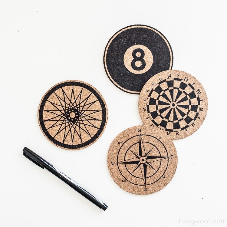 Stenciled Cork Coasters, Inspired by Anthropologie