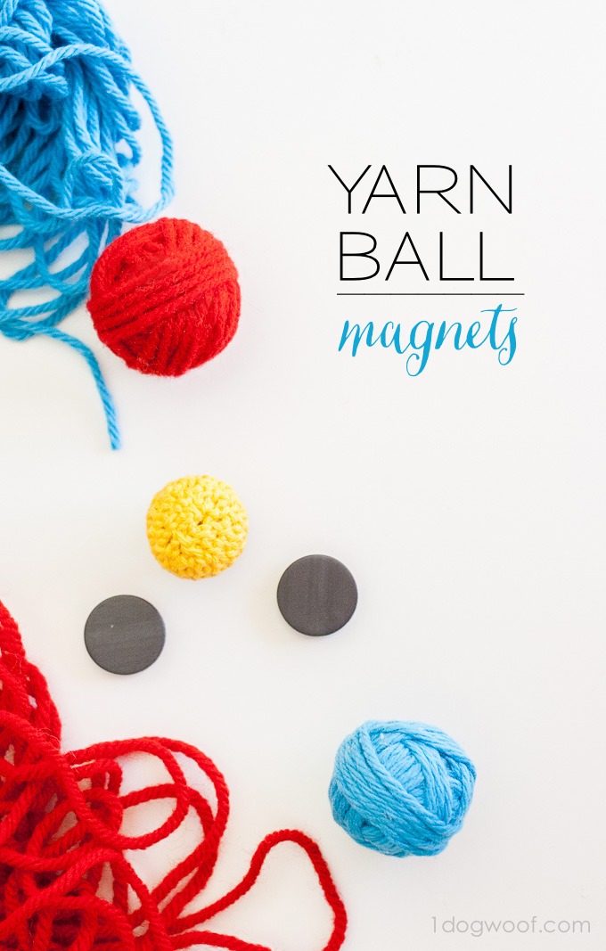 Fun yarn ball magnets - great scrapbuster! | www.1dogwoof.com