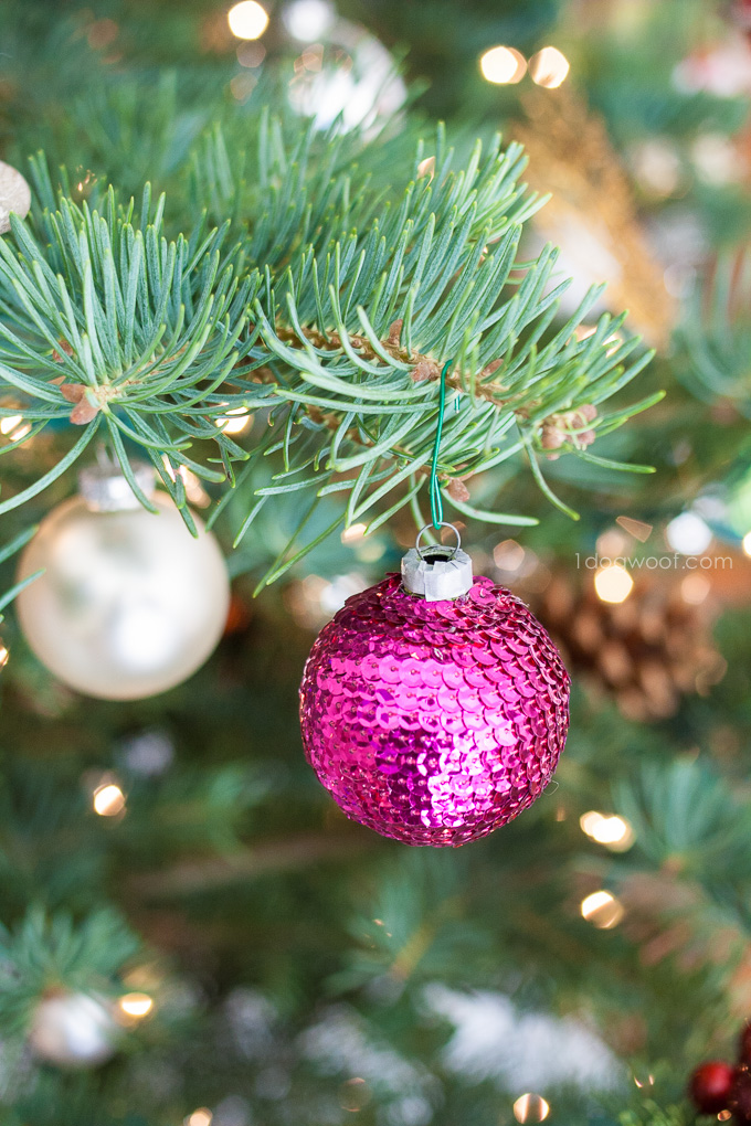 Gorgeous sequin ornaments from www.1dogwoof.com