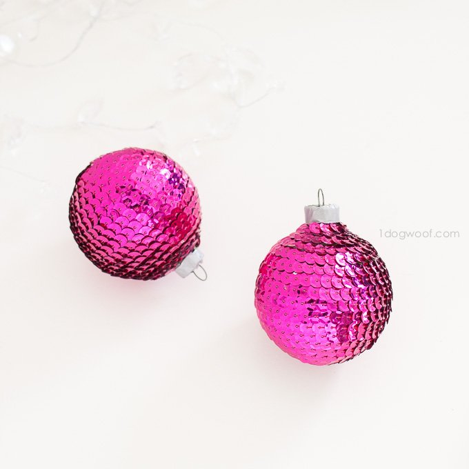 Gorgeous sequin ornaments from www.1dogwoof.com