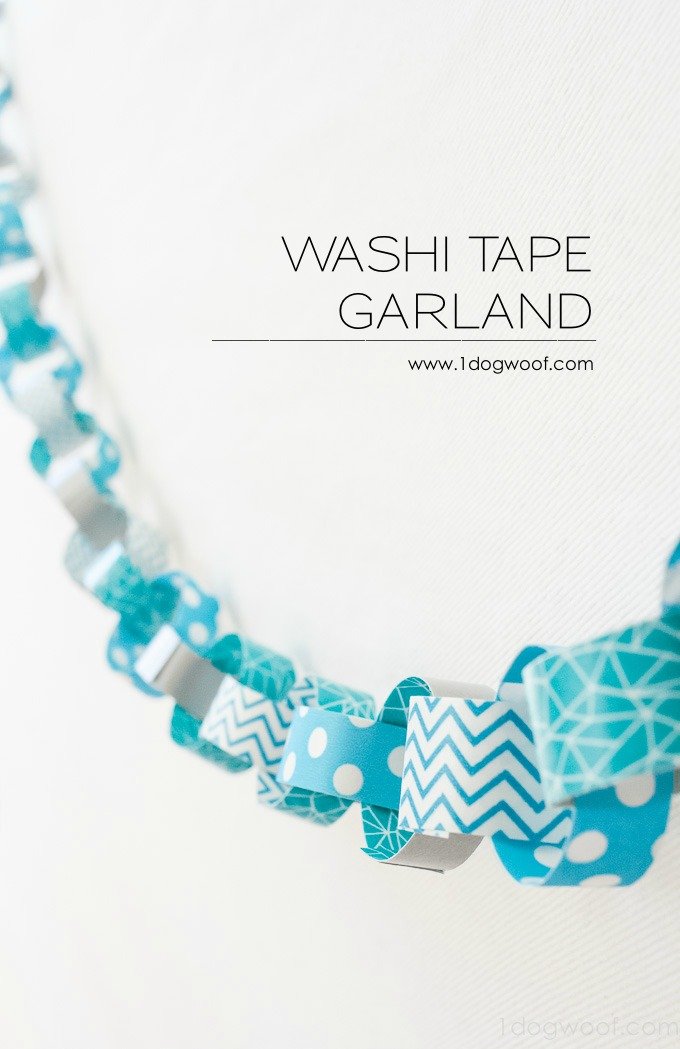 Love this super easy washi tape paper chain garland! Modern take on construction paper chains. | www.1dogwoof.com
