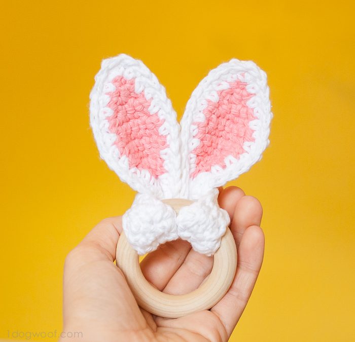 Crochet Bunny Ears Wooden Teether