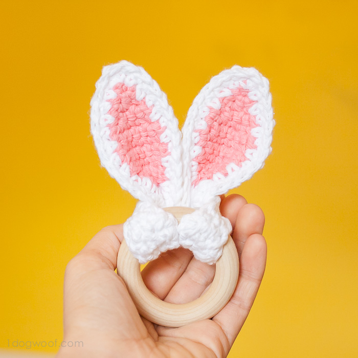 Crochet Bunny Ears Wooden Teether