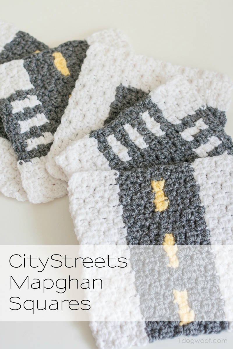 A fun collection of crochet streets to build your own city! CityStreets Mapghan Squares Collection | www.1dogwoof.com