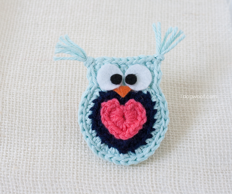 'Owl Always Love You' crochet owl applique | www.1dogwoof.com