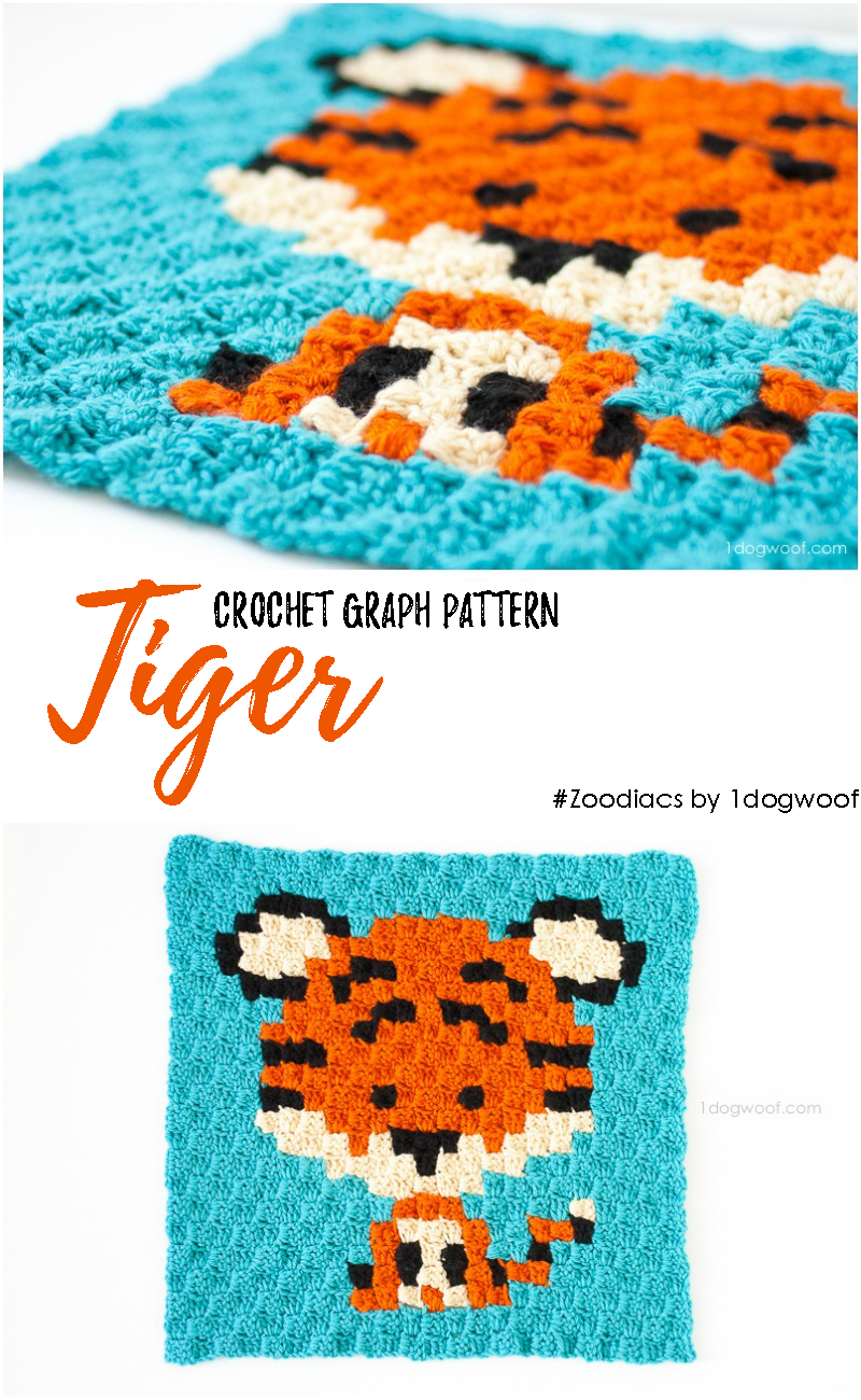 Zoodiacs tiger made using c2c crochet | www.1dogwoof.com