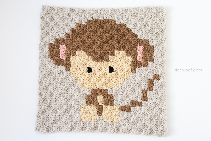 Zoodiacs monkey made using c2c crochet | www.1dogwoof.com