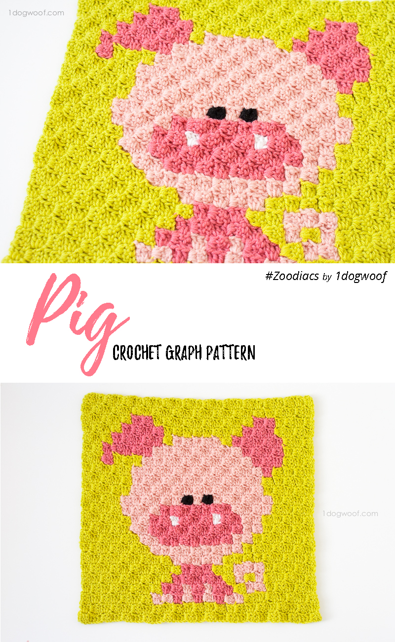 Zoodiacs pig made using c2c crochet | www.1dogwoof.com