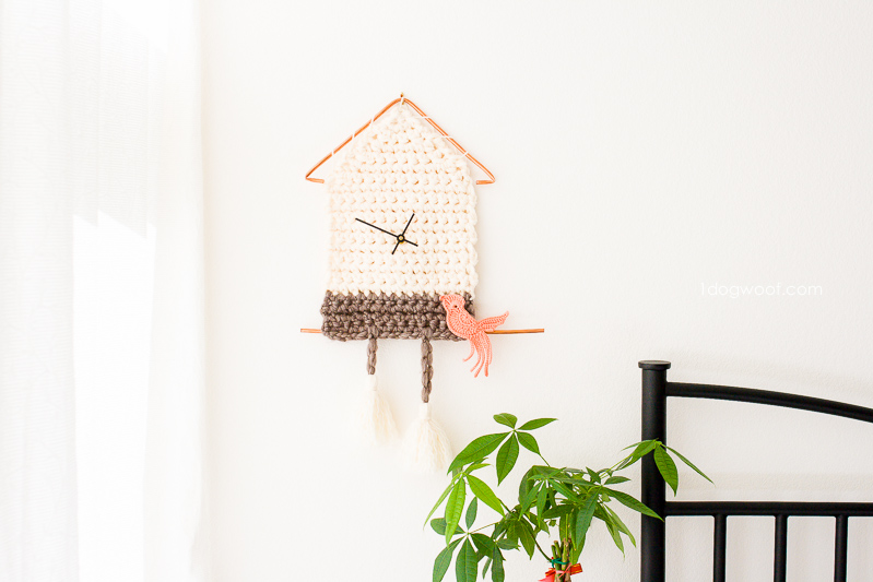Fun and functional, simple and modern, a yarn cuckoo clock