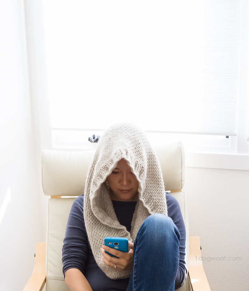 A hooded scarf when you want a quiet moment and a place to hide.