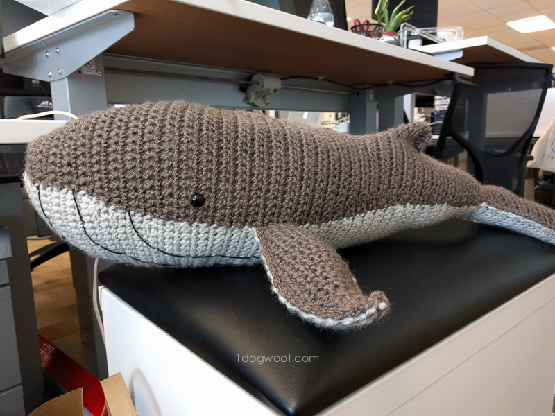 first attempt at making a whale out of yarn