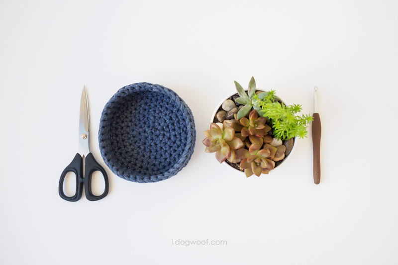 diy succulent holder with crochet holder