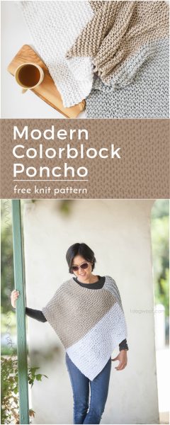 Easy Knit Catalunya Colorblock Poncho - One Dog Woof