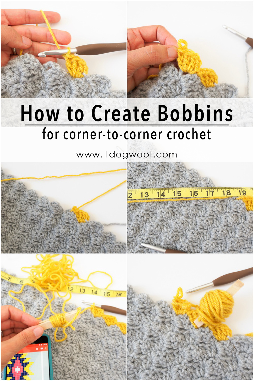 How to Create Bobbins for Small Sections of Color in corner to corner crochet