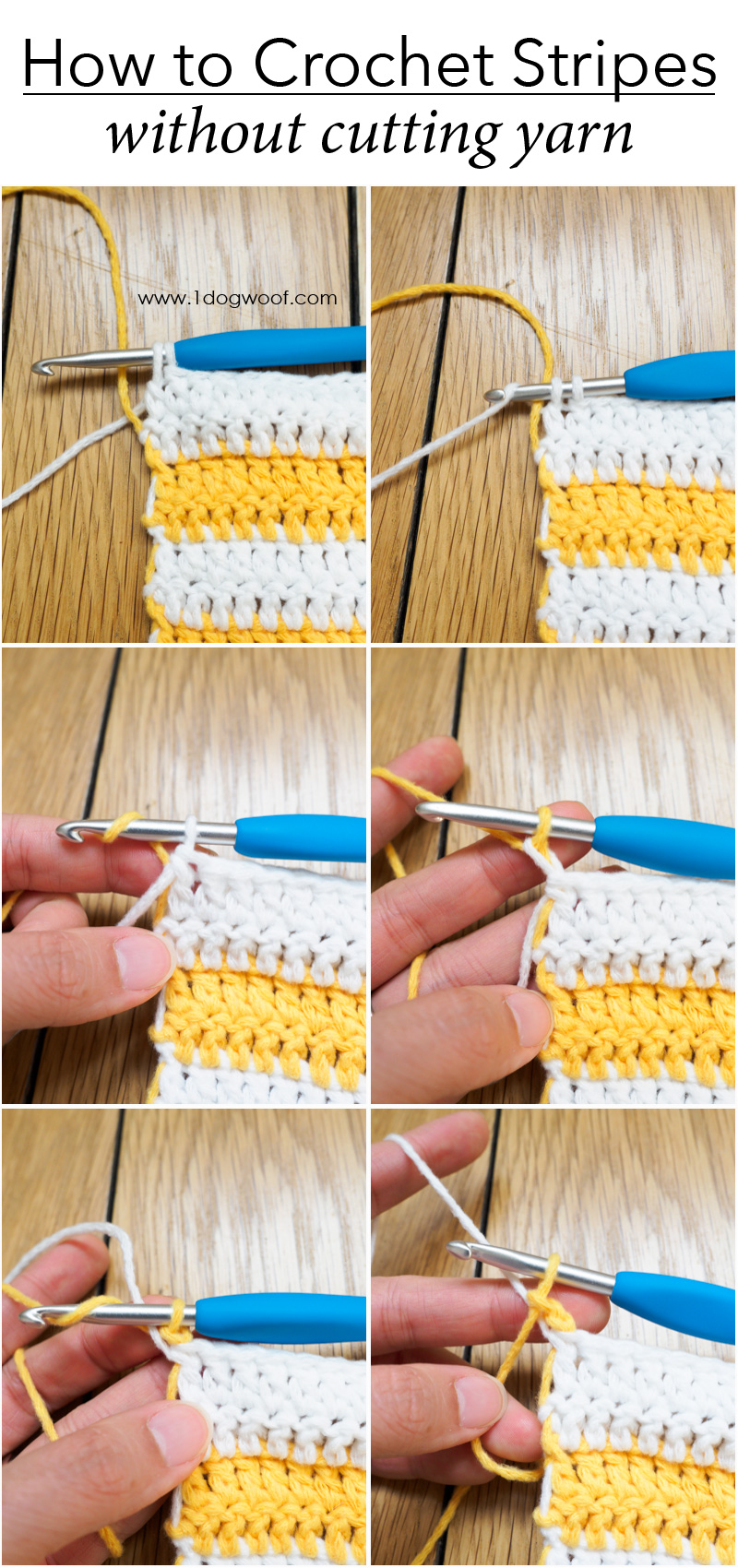 how to crochet stripes without cutting yarn pictorial