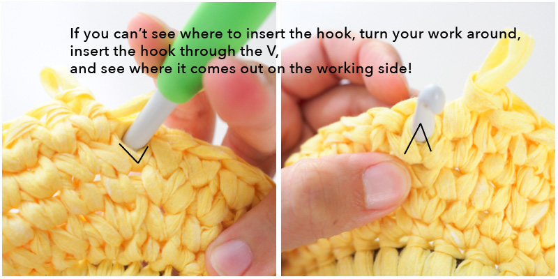 How to see where to insert hook for waistcoat single crochet