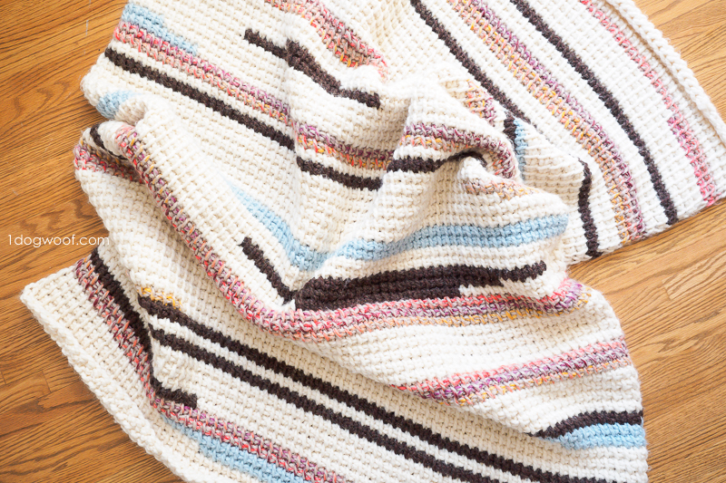 sunset stripes tunisian crochet blanket