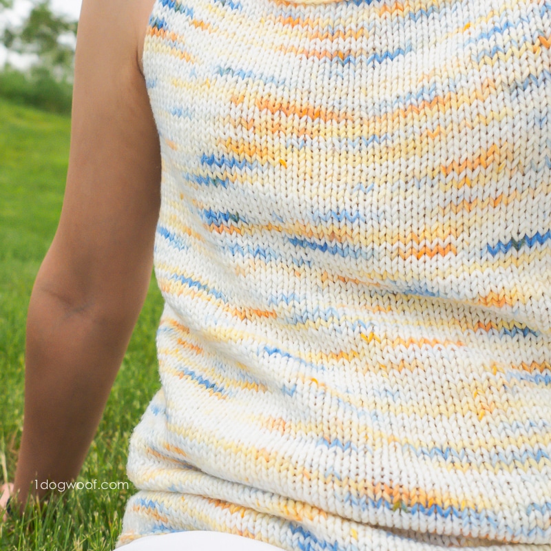 Close-up of Hand Dyed Heaven stockinette stitch
