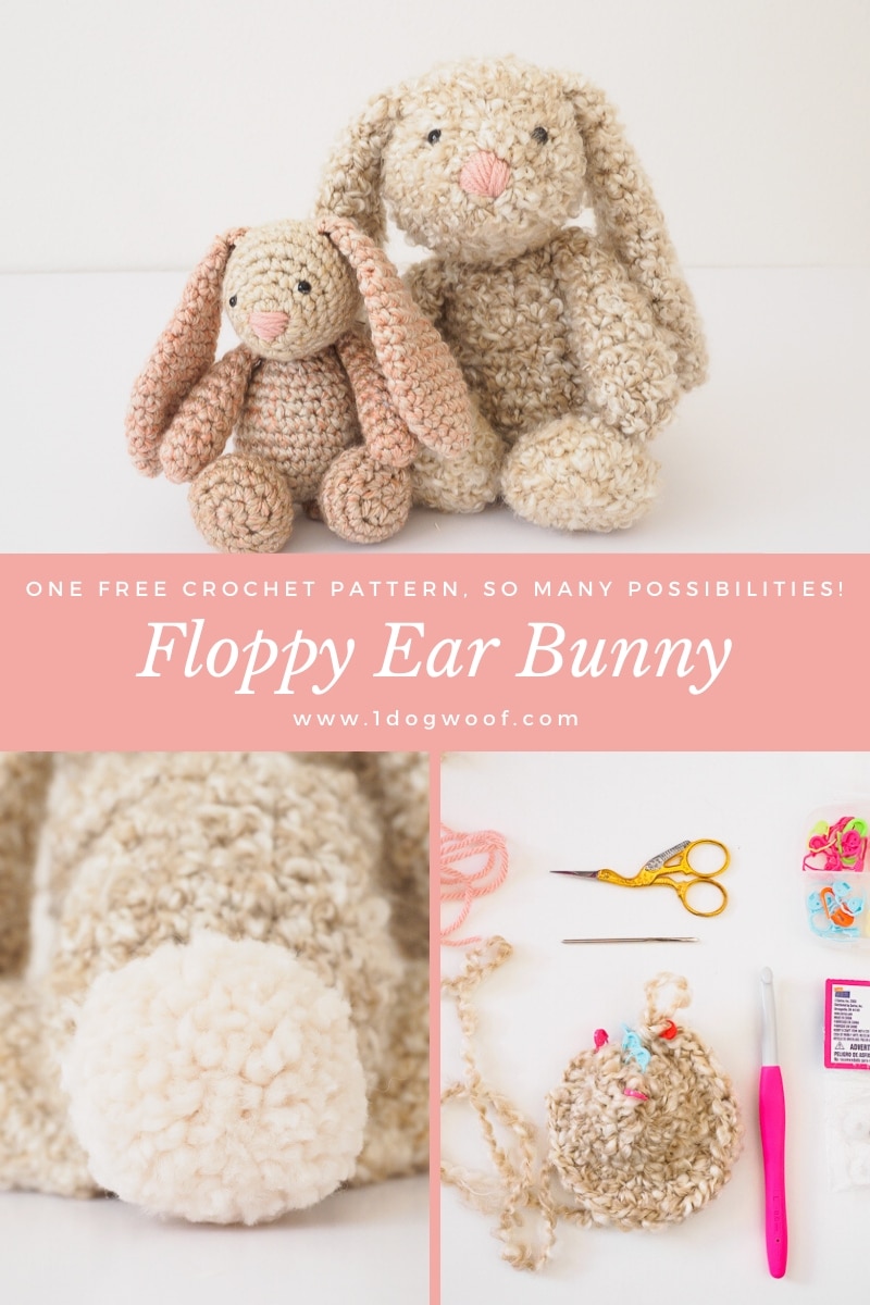 floppy ear bunny with pom pom tail