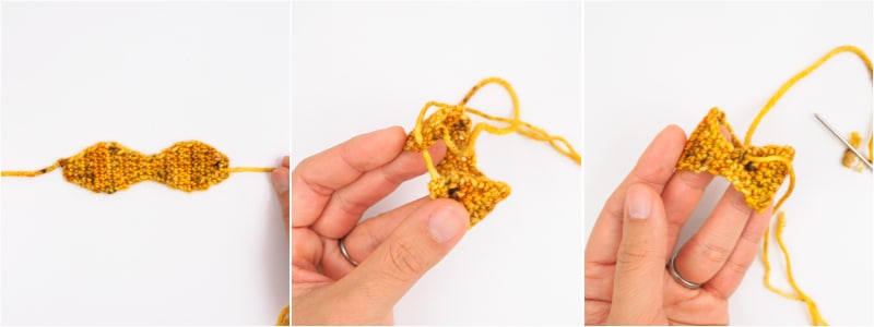 how to crochet a mini bowtie step 1