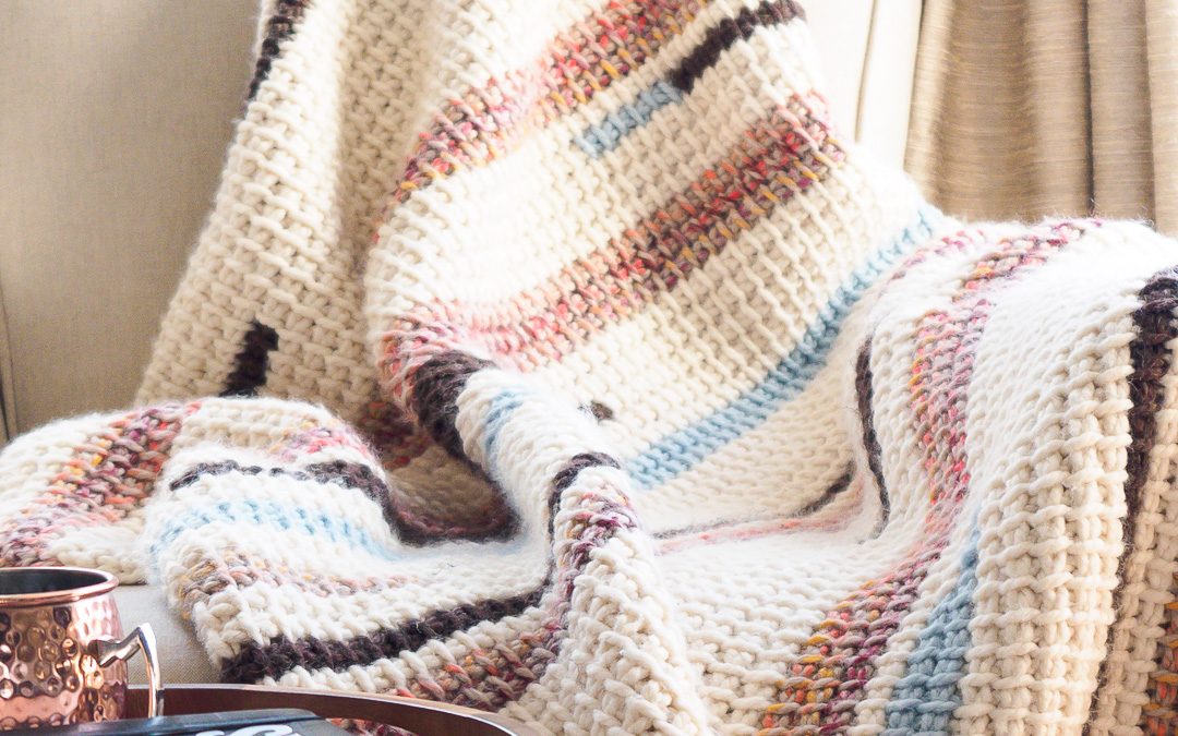 Sunset Stripes: Free Tunisian Crochet Blanket Pattern Part 1