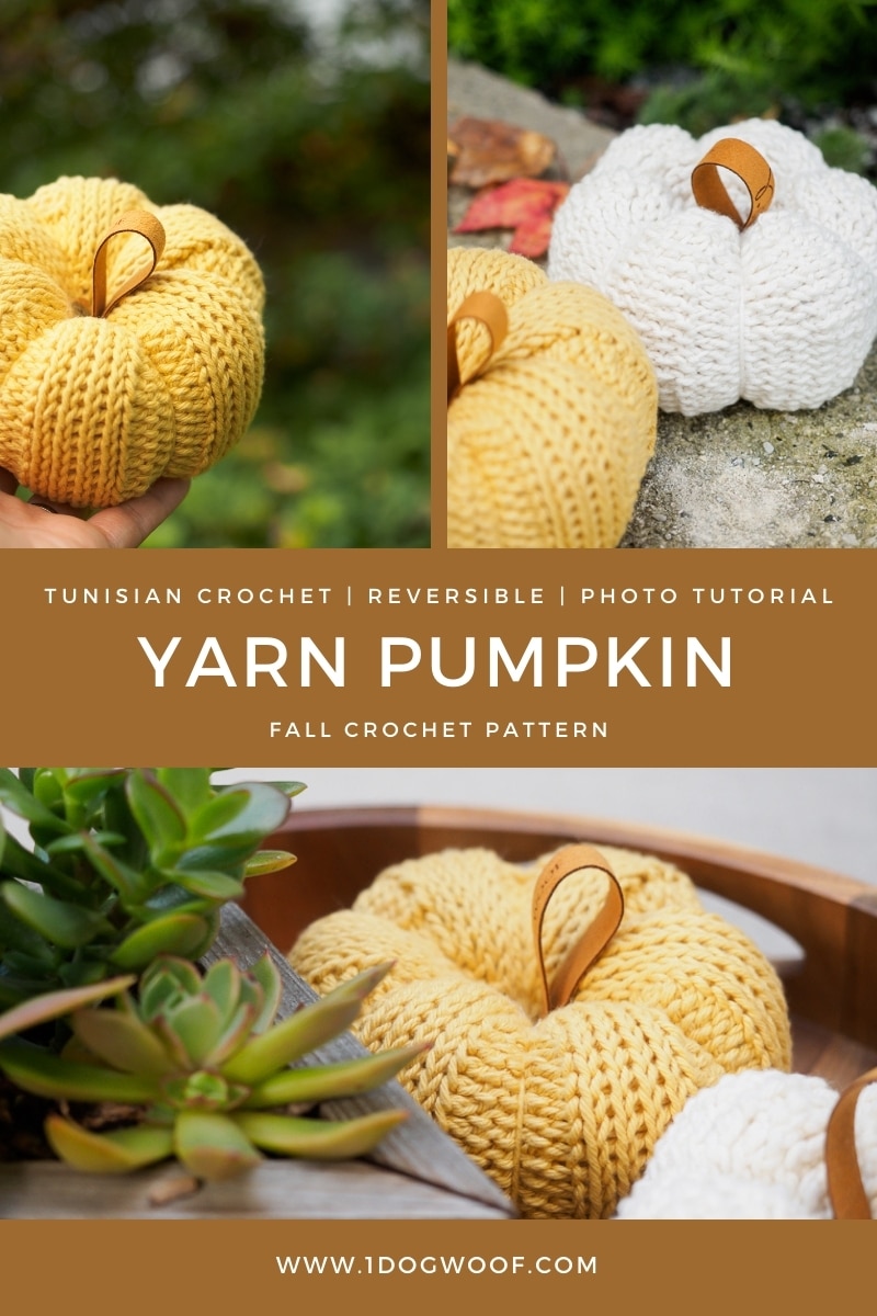 tunisian crochet yarn pumpkin pin 1